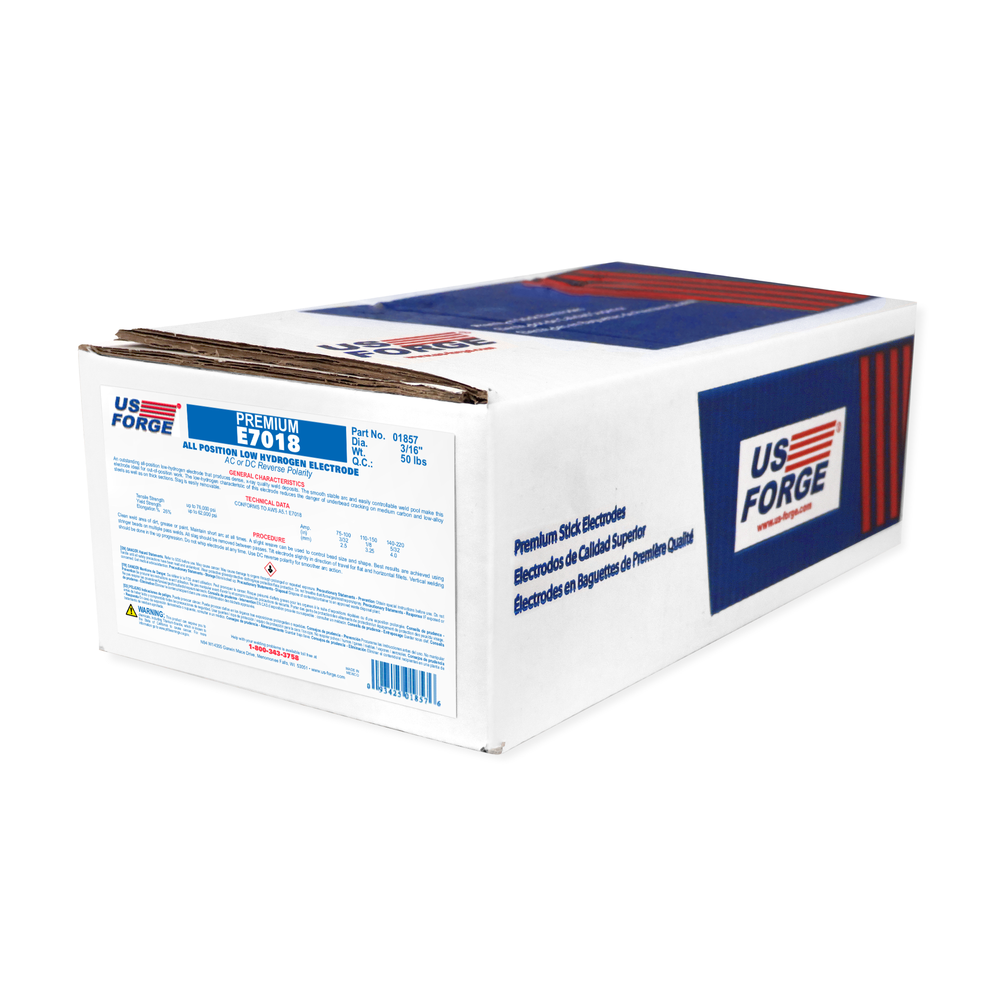 US Forge® 3/16" E7018 Welding Electrode - 50 lbs, Model# 1857